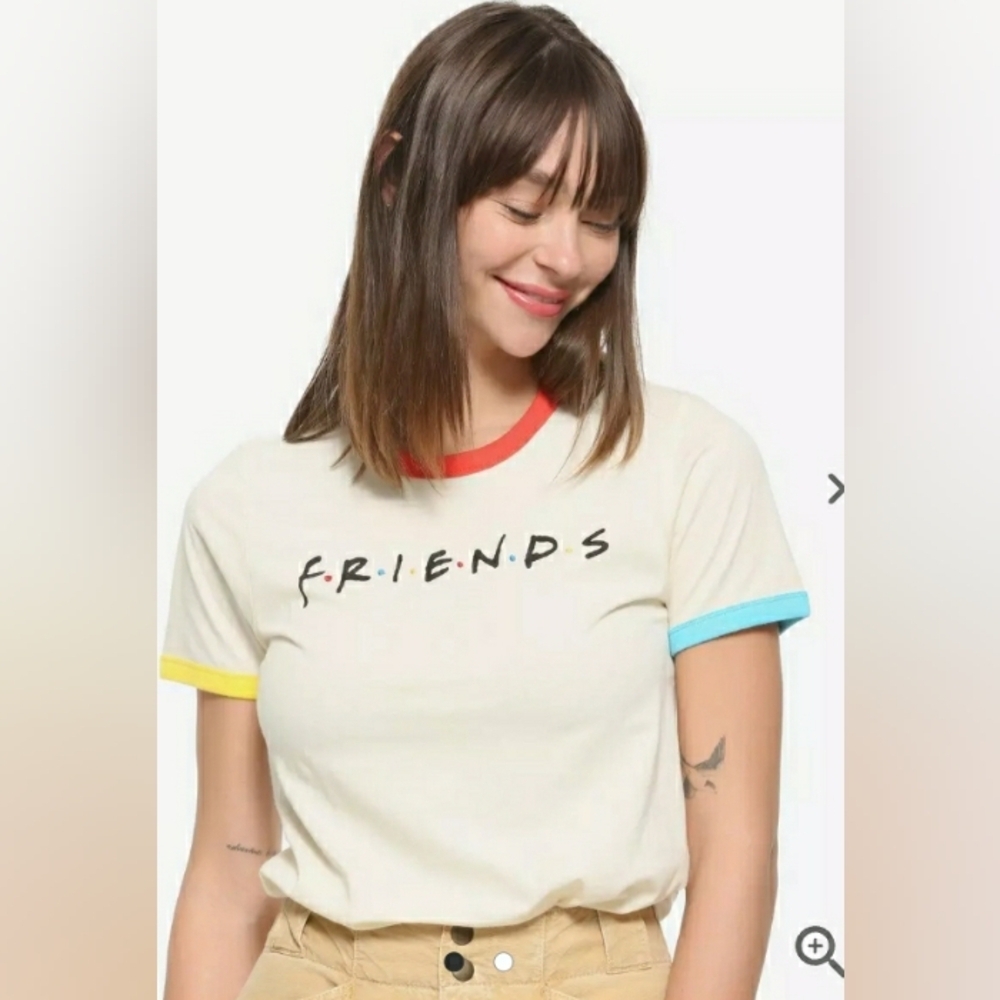 Friends Logo Rainbow Women's Ringer T-Shirt - BoxLunch Exclusive. Size M